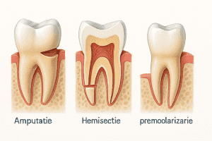 Amputatie radiculara, hemisectie si premolarizare