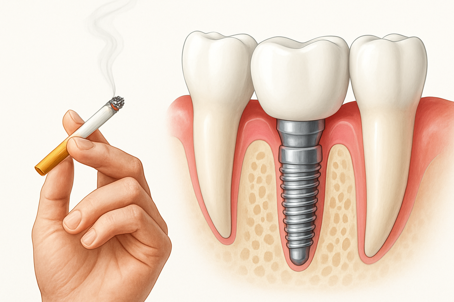 Fumatul poate determina caderea implantui dentar?